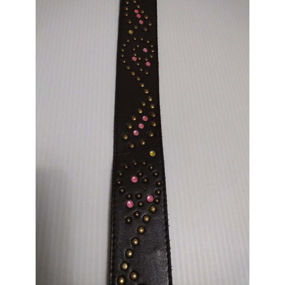 Unbranded Belt Woman's Small Brown Pink Studded Rhinestone Western‎ Paisley